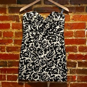 Forever21 Black & White Rose Sweetheart Dress